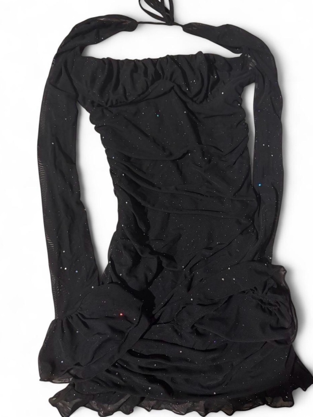 Source Unknown Black Sparkle Halter Mini Dress